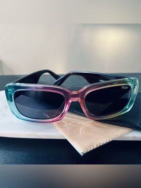 Quay Australia Rainbow Translucent Gradient Rectangle Sunglasses